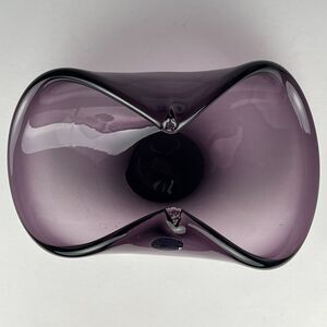 Murano White Cristal Purple Art Glass Bowl Made in Italy 8.75x5x3.5" Home Décor